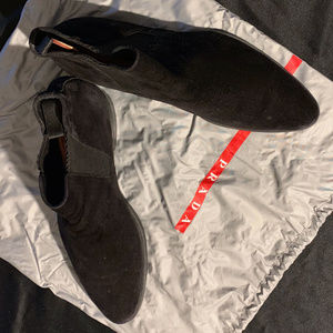PRADA Black Suede Chelsea Boot Size 9